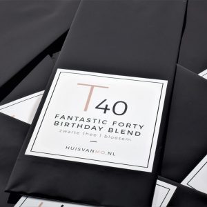 een super leuk kado deze 40 jaar verjaardagsthee T40 FANTASTIC FORTY BIRTHDAY BLEND