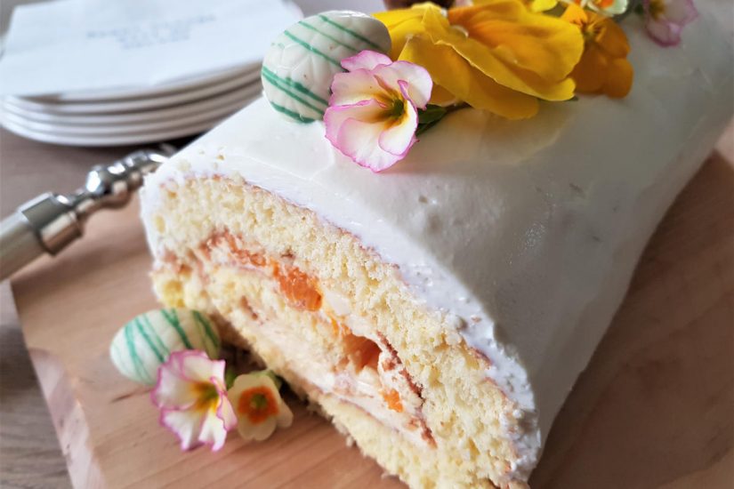 super mooie én lekkere biscuitrol met advocaat en mandarijntjes voor pasen