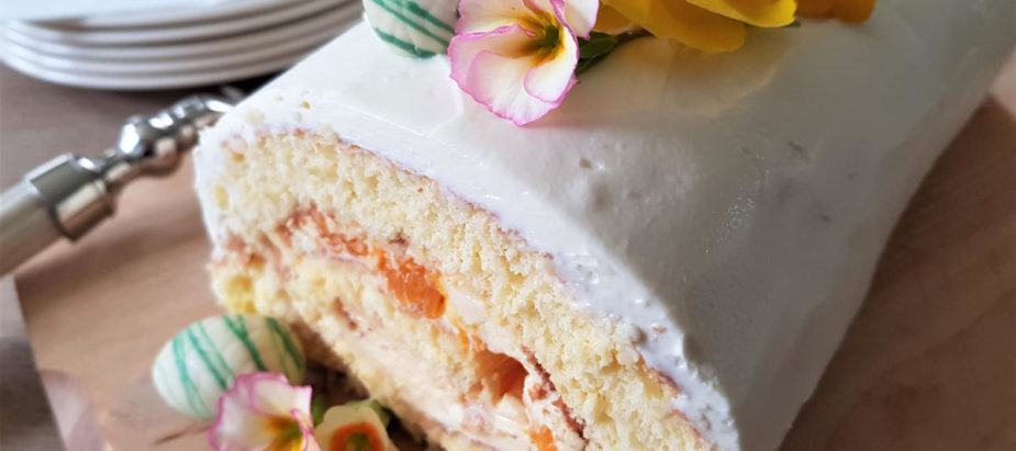 super mooie én lekkere biscuitrol met advocaat en mandarijntjes voor pasen