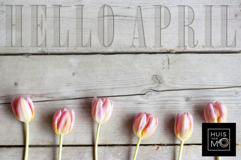 hello april met logo welkom april, met tulpen natuurlijk