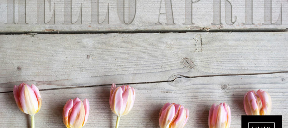 hello april met logo welkom april, met tulpen natuurlijk